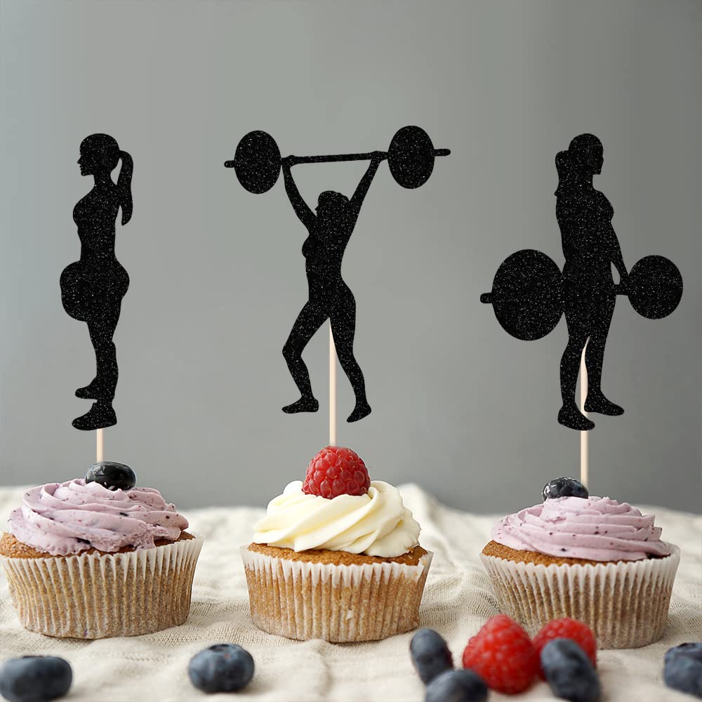 Sodasos 20 Pack Gym Cupcake Toppers,Cake & Cupcake Toppers For Woman Fitness Cake Toppers,Biceps Dumbbells Kettlebells Abodomina