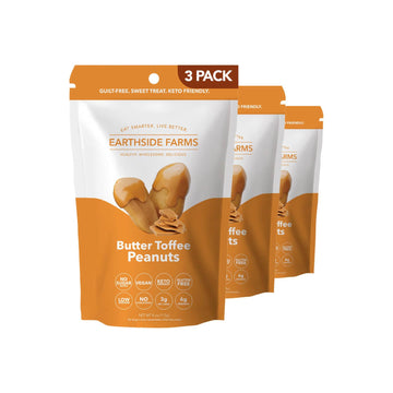 Earthside Farms Butter Toffee Peanuts, Candied Peanuts, Low Sugar Keto snack, Non GMO, Plant Protein, Vegan, Whole, Natural, Sup