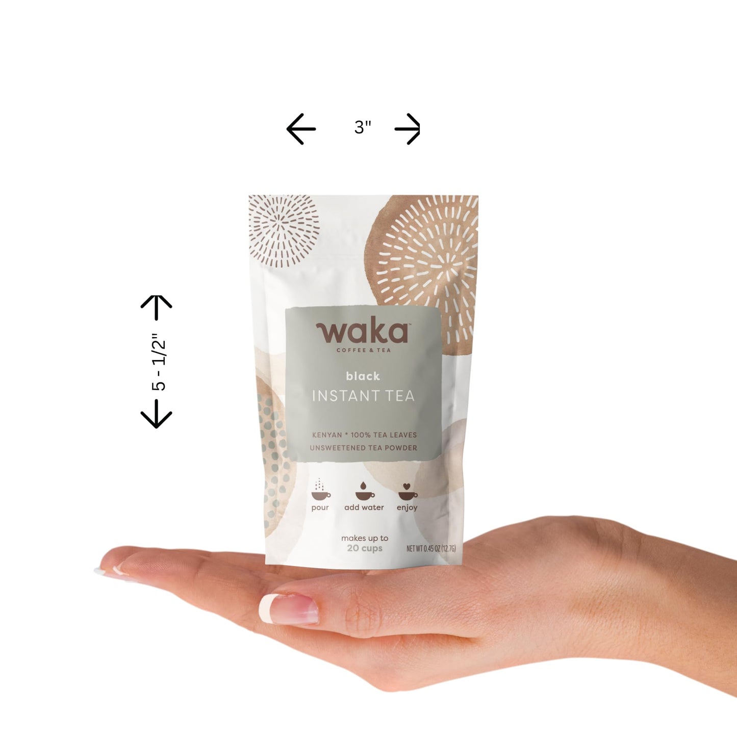 Waka Instant Black Tea Mix, Kenyan - 100% Tea Leaves, No Additives, Unsweetened Travel Size Tea Powder - Easy Quick Hot And Iced