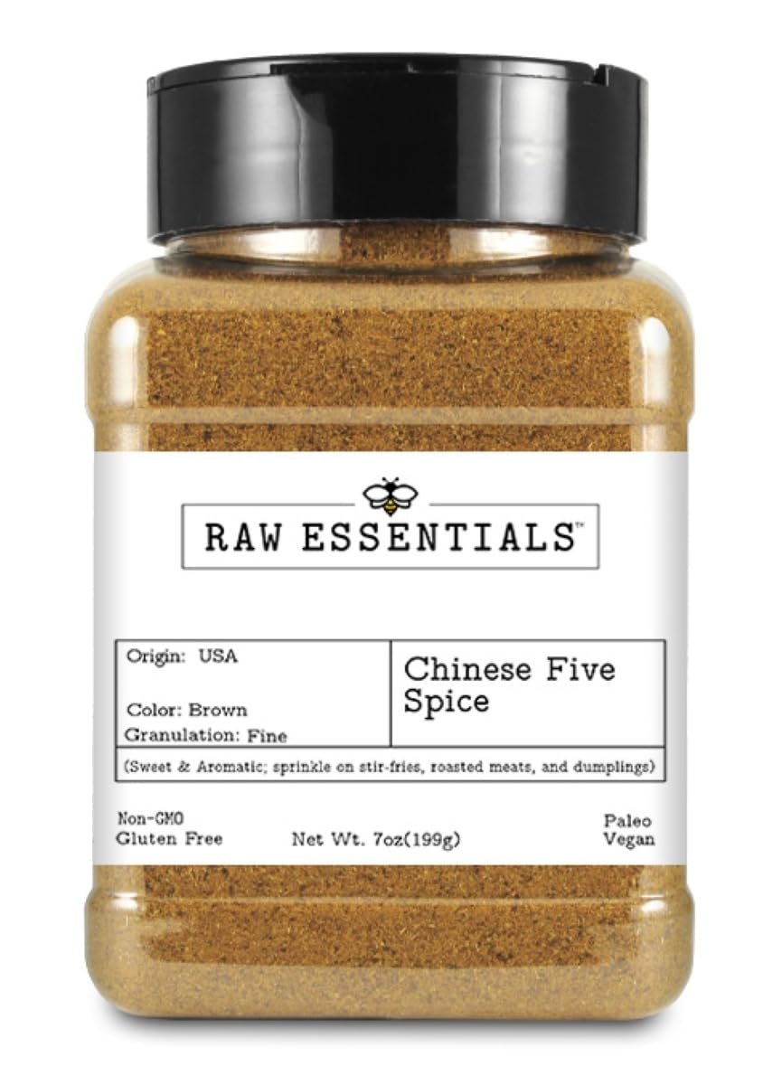 Raw Essentials Chinese 5 Spice - Sweet and Aromatic Flavor for Stir Fries, Roasted Meats, Dumplings - Non-GMO, Gluten Free, Vega
