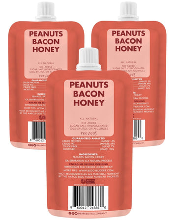 Buddy Budder Bangin Bacon Peanut Butter For Dogs, 3 Pack, 4Oz Squeeze Packs