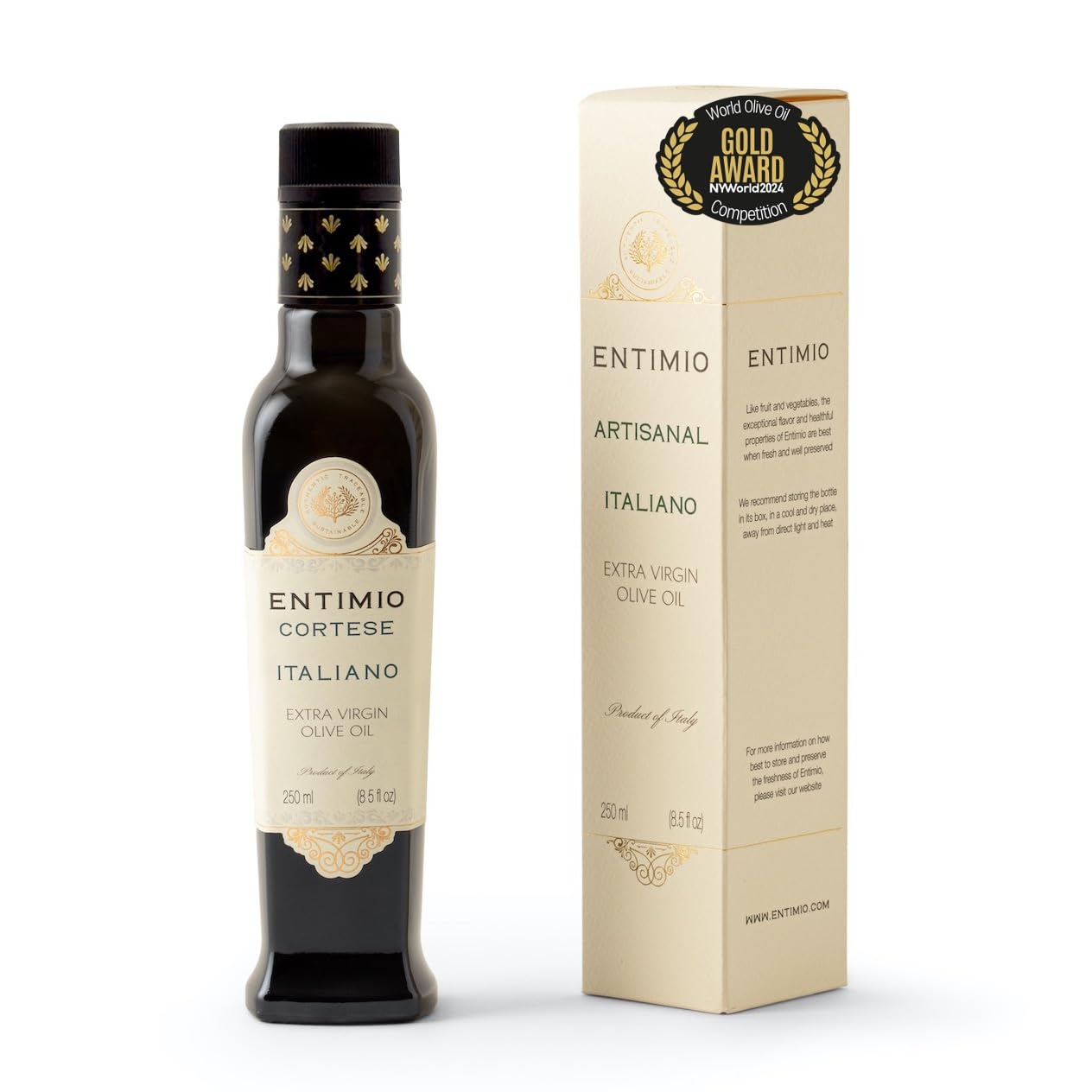 ENTIMIO Organic Extra Virgin Olive Oil - Polyphenol Rich, Cold Extracted, 8.5 fl oz, Early Harvest from Tuscany, 2024 Gold Winner