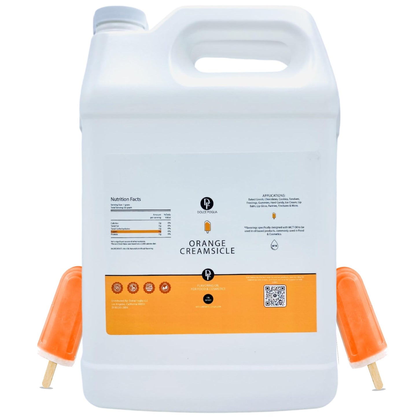 Dolce Flav Orange Creamsicle Extract - Oil-Soluble Flavoring - 1 Gallon - Ideal for Candy, Baking, Lip Balm, and Ice Cream