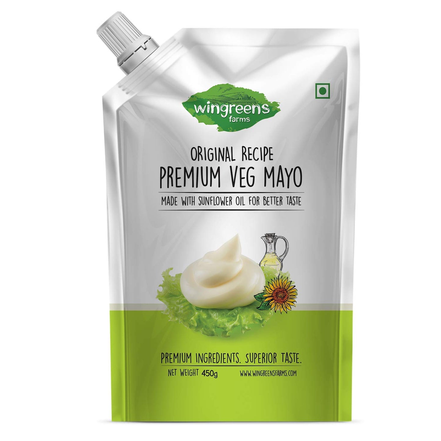 Wingreens Farms- Top-Grade Veg Mayo (Pack Of 1-450G)
