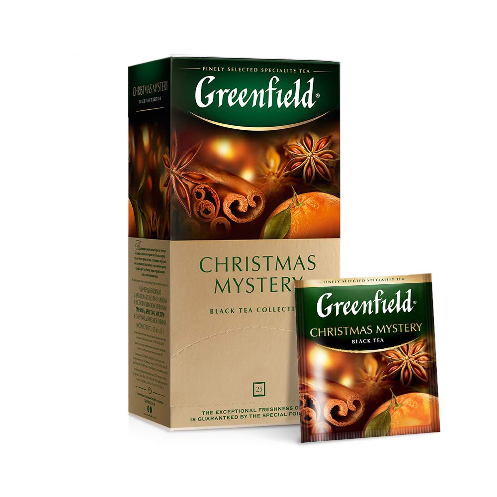 Greenfield Christmas Mystery Black Tea Fruit & Herbal Collection 25 Teabags The Execptional Freshness Of Tea Is Guranteed By The