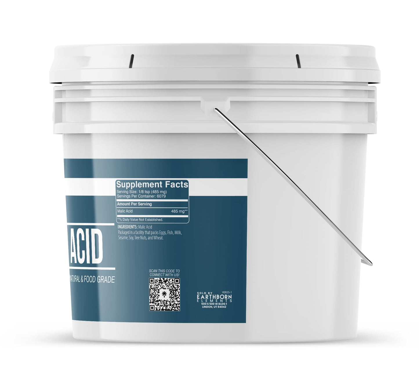 Earthborn Elements Malic Acid Powder, 5 Gallon, Resealable Container, Used in Food, Drinks & Candy