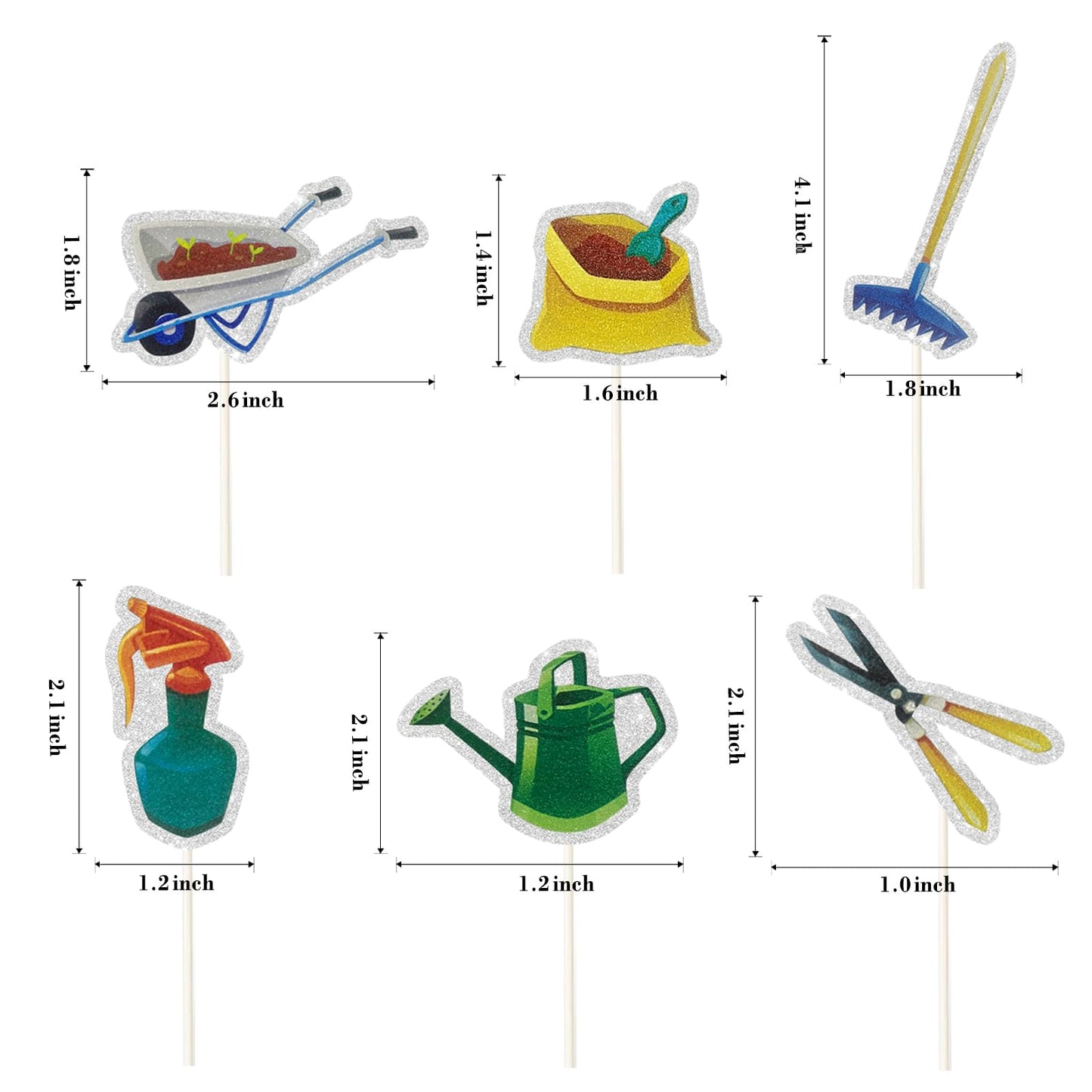 Mefeng 18Pcs Garden Theme Cupcake Topper, Gardening Tool Summer Party Dessert Cupcake Decorations - Spring Theme Party Decor -Fo