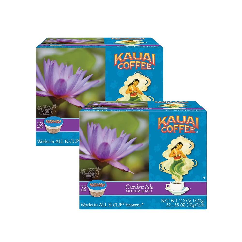 Kauai Coffee Single-Serve Pods, Medium Roast, 32 Count (Pack of 2)
