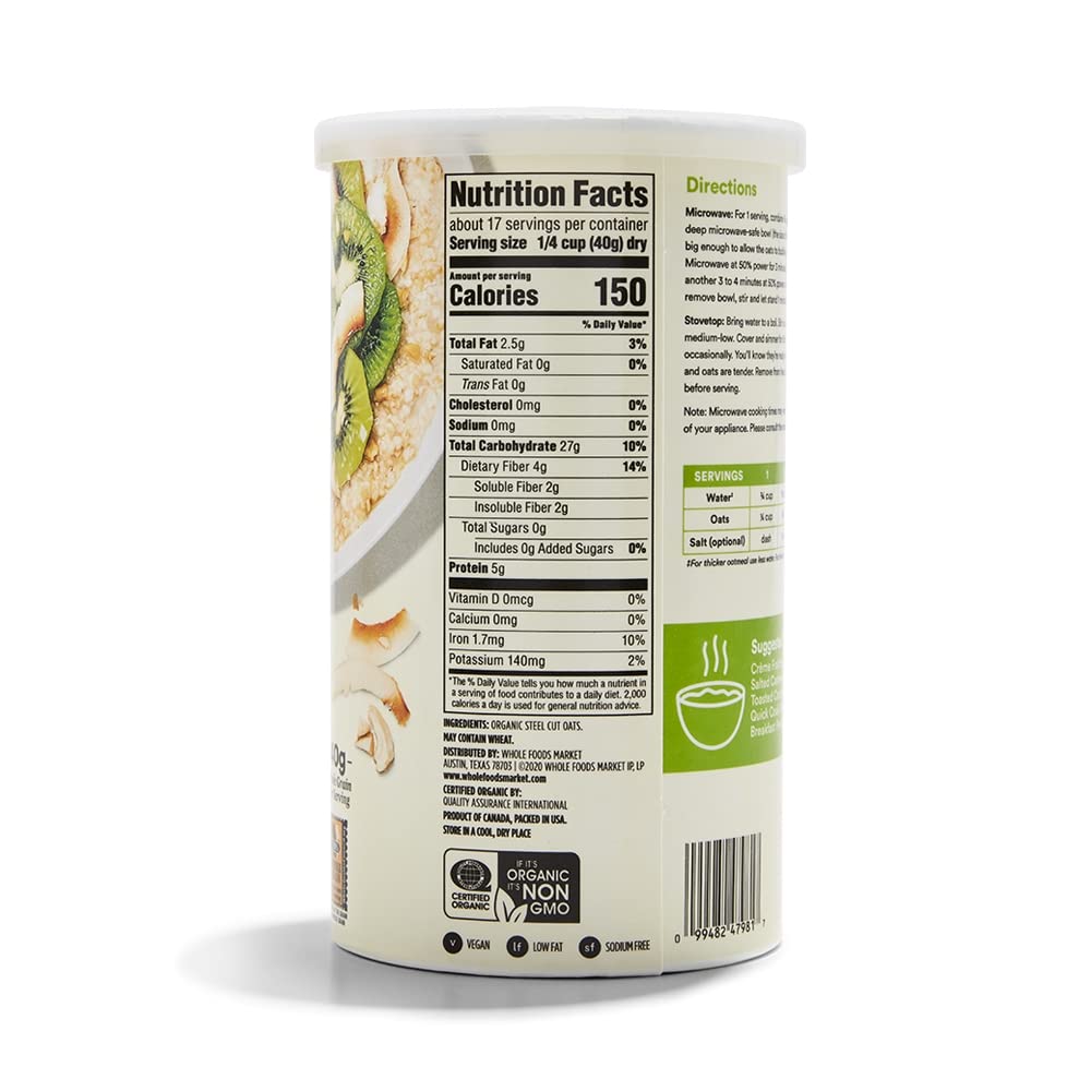365 by Whole Foods Market, Organic Quick Cook Steel Cut Oats, 24 Ounce