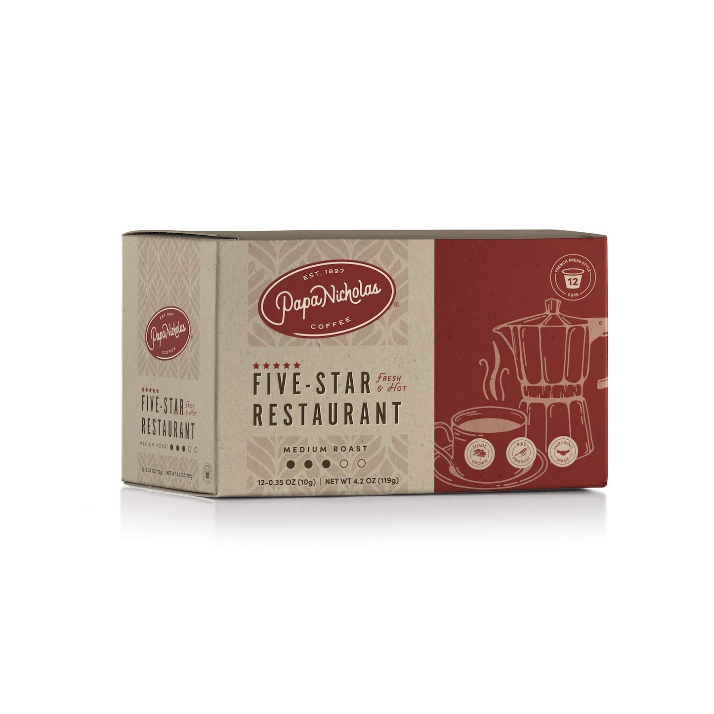 Papanicholas Coffee Single Serve Cups, 5-Star Restaurant Blend, 12 Count, Compatible with Keurig K Cup Brewers