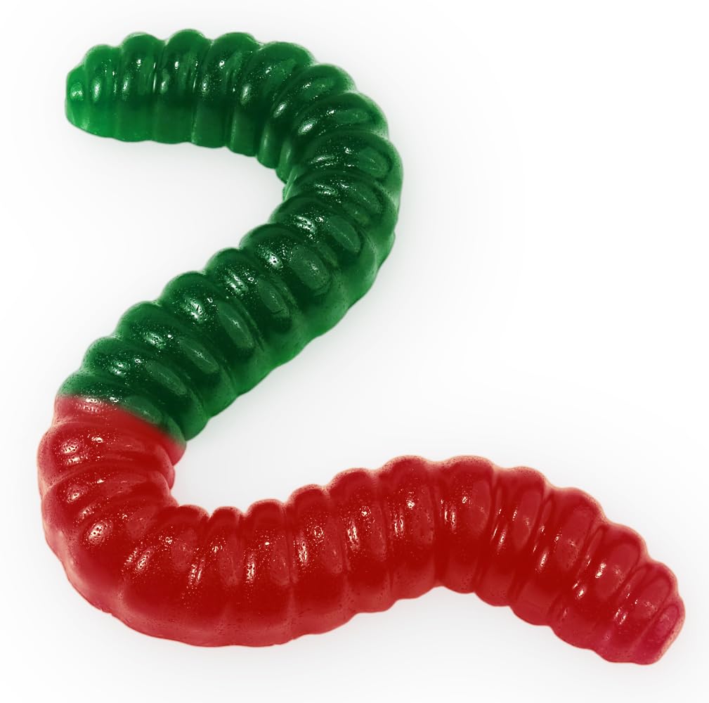 Giant Gummy Worm - Large 2 Pound Gummy Candy with Big Fruity Flavor from GGB Candies (Cherry/Sour Apple)