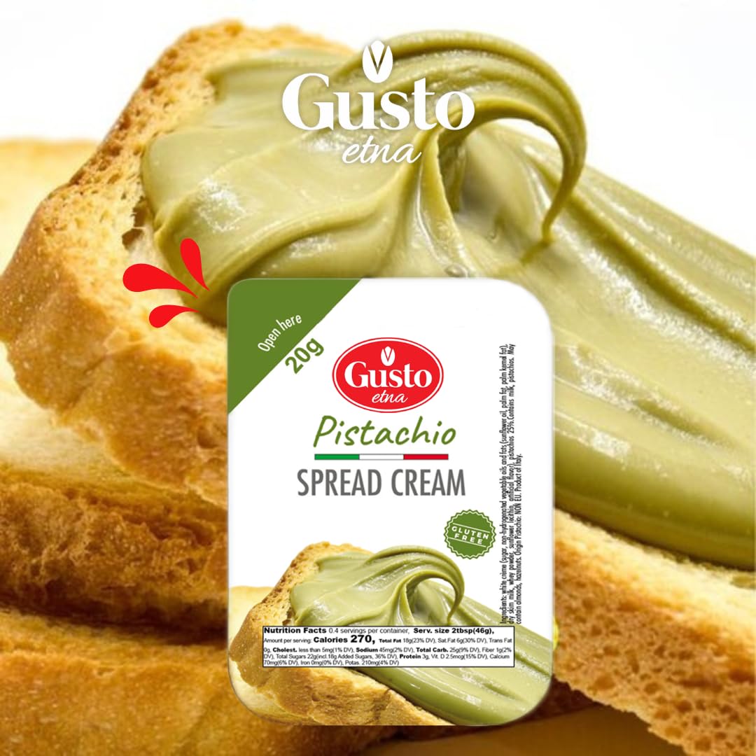 Pistachio Cream Cups, 40 Cups, Sweet Pistachio Spread, Gluten-Free, Convenient Mini Cups, Authentic Italian Product, 20 G Each