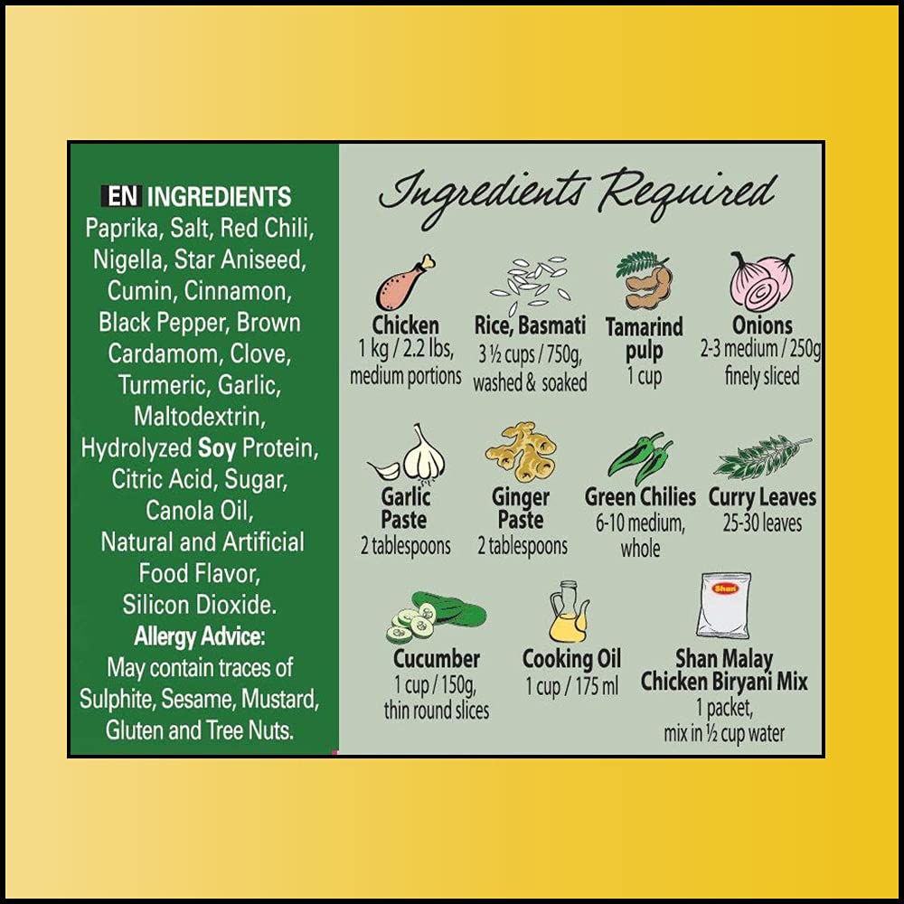 Shan Malay Chicken Biryani Seasoning Mix - Authentic Indian Flavor, 60g (Pack of 3)