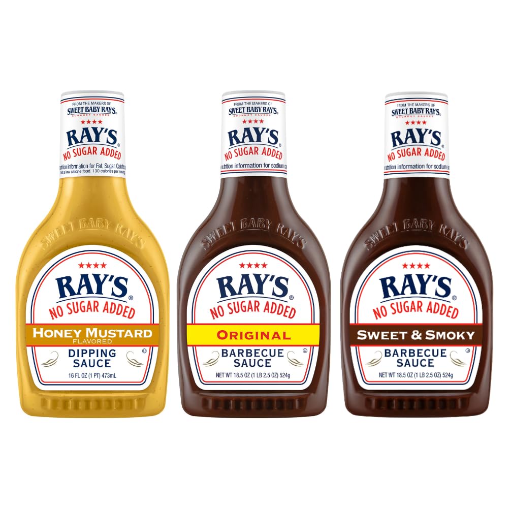 Sweet Baby Ray'S Variety Bbq Sauce Set - Honey Mustard, Original, And Sweet & Smoky - 18 Oz Bottles, Pack Of 3 For Flavorful Gri