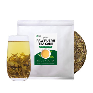 YUANSHENG Organic Raw Pu erh Tea Cake, USDA Certified, Aged & Organic Chinese Yunnan Ancient Tree Pu-erh Tea, Refreshing, 12.6 O