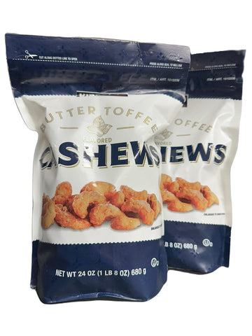 Butter Toffee Flavored Cashews 24oz (Pack of 2)(Total 3lb)