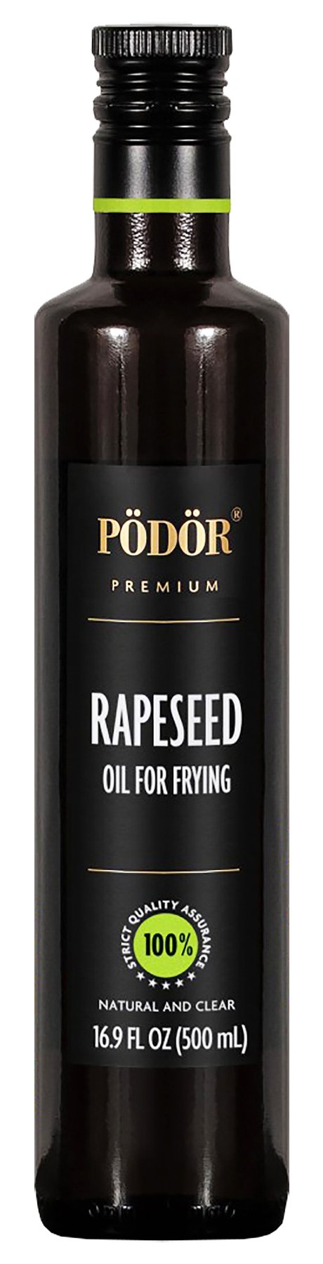 PÖDÖR Premium Rapeseed Oil for Frying, 100% Natural, Vegan, Gluten-Free, Non-GMO, 16.9 Fl Oz Glass Bottle