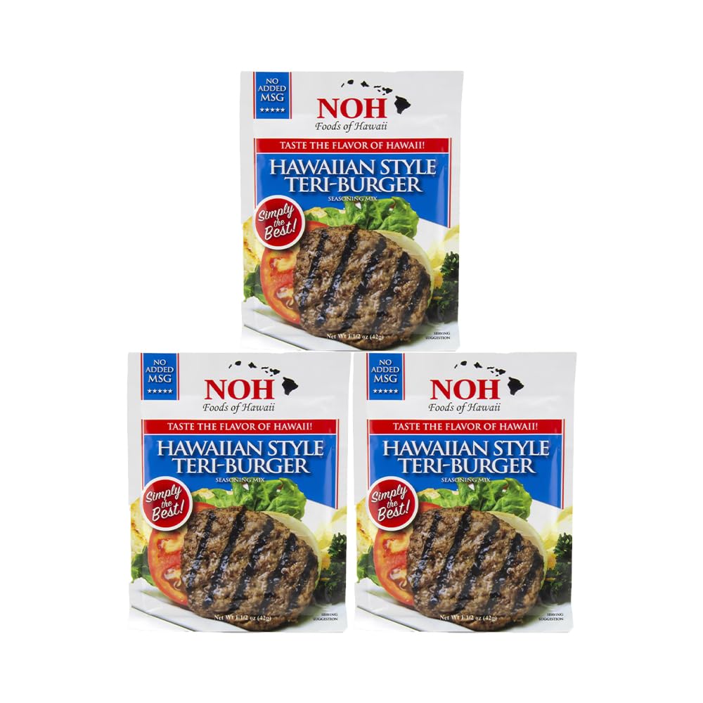 NOH Foods Hawaiian Style Teri Burger Seasoning Packets, 1.5 oz, Pack of 3