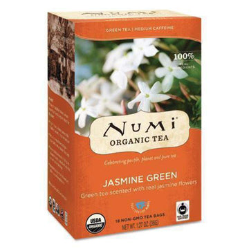 Numi Organic Jasmine Green Tea 18 Tea Bags, Floral Green Tea, Caffeinated Green Tea