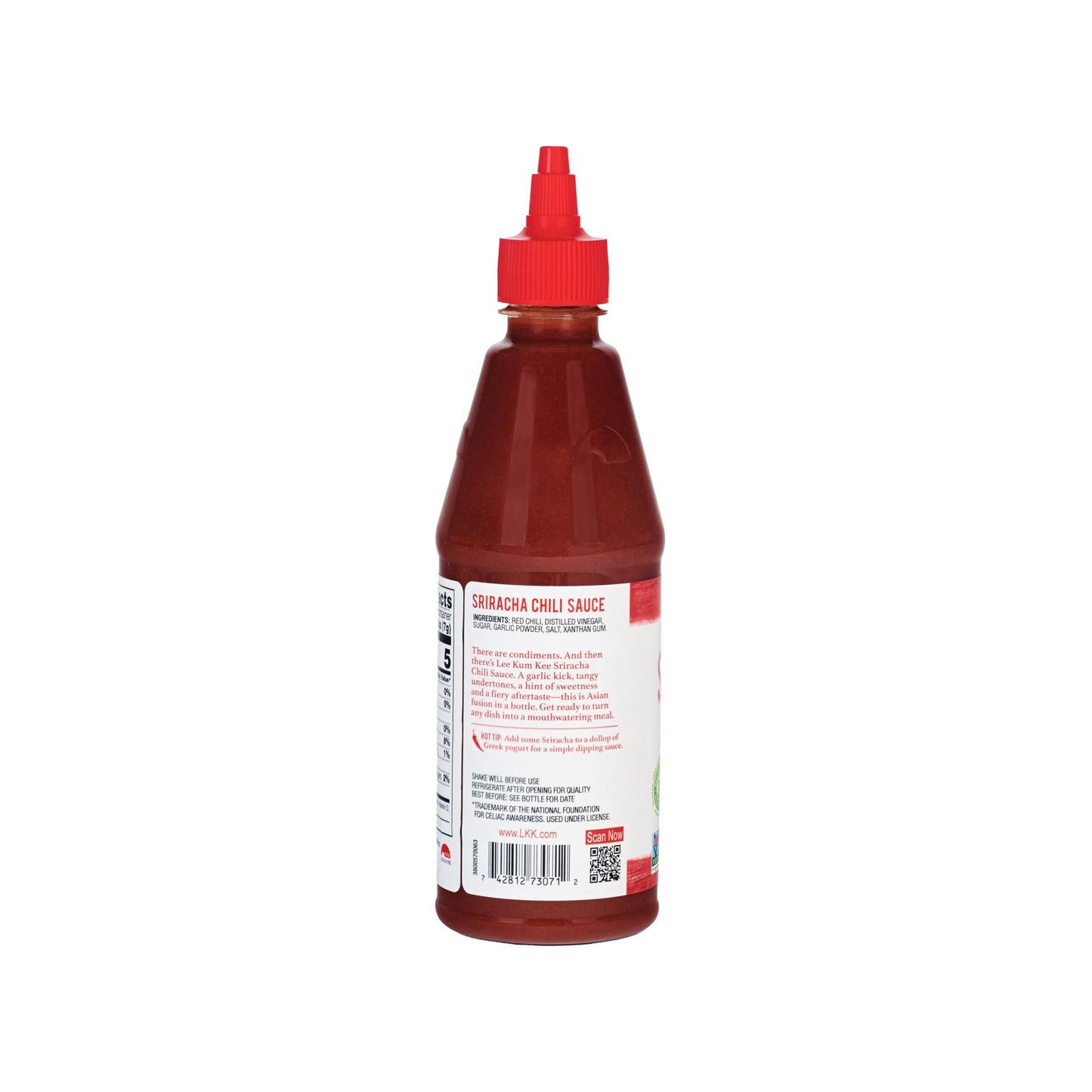 Lee Kum Kee Sriracha Chili Sauce Plastic Bottle (18 Oz - 1 Pack), Gluten Free, Non-Gmo, Vegan, Spicy, Hot And Sweet With A Hint