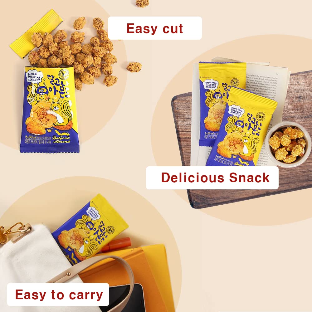 K-Herb Gourmet Honey Butter Almond Snacks – Crunchy Dalgona Almonds, 20-Pack, Perfect for mature-themeds and Kids, Great for On-the-Go and School