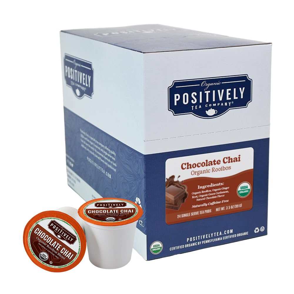 Organic Positively Tea Company Chocolate Chai Rooibos Tea, K-Cup Compatible, 24 Count