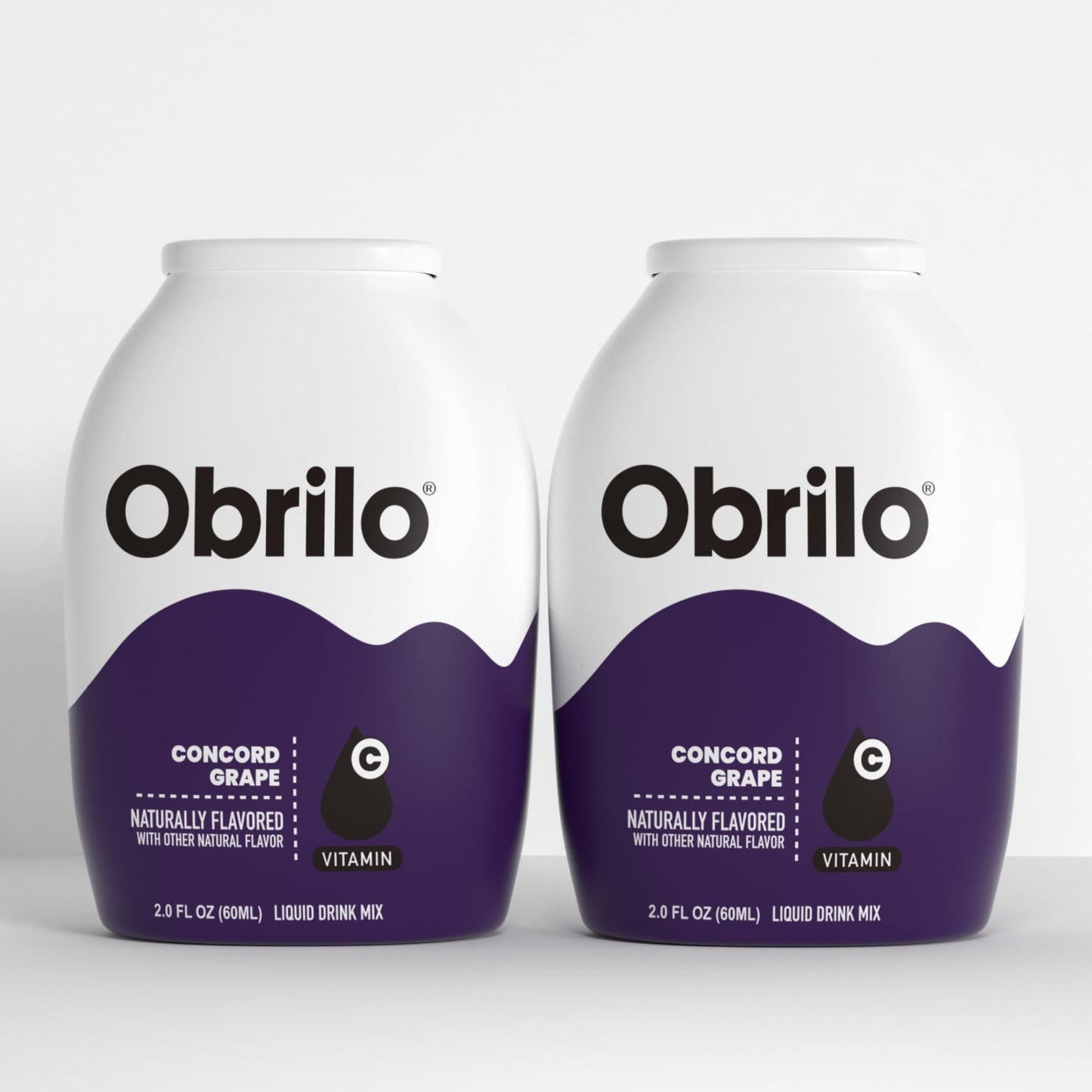 Obrilo Water Enhancer Liquid Flavoring Drops, Zero Sugar, Naturally Flavored, 2 Fl Oz (Pack of 2), Concord Grape