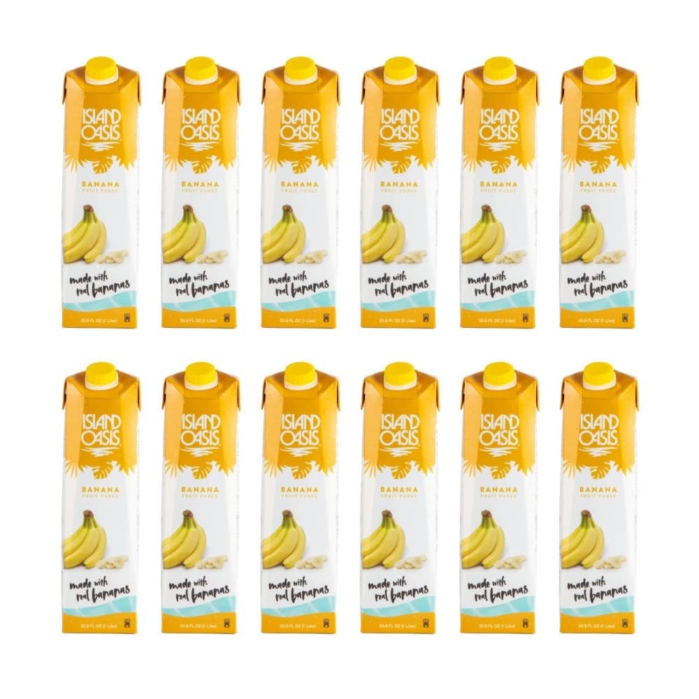 Island Oasis Banana Fruit Puree Beverage Mix, 33.9 Fluid Ounce (Pack of 12)