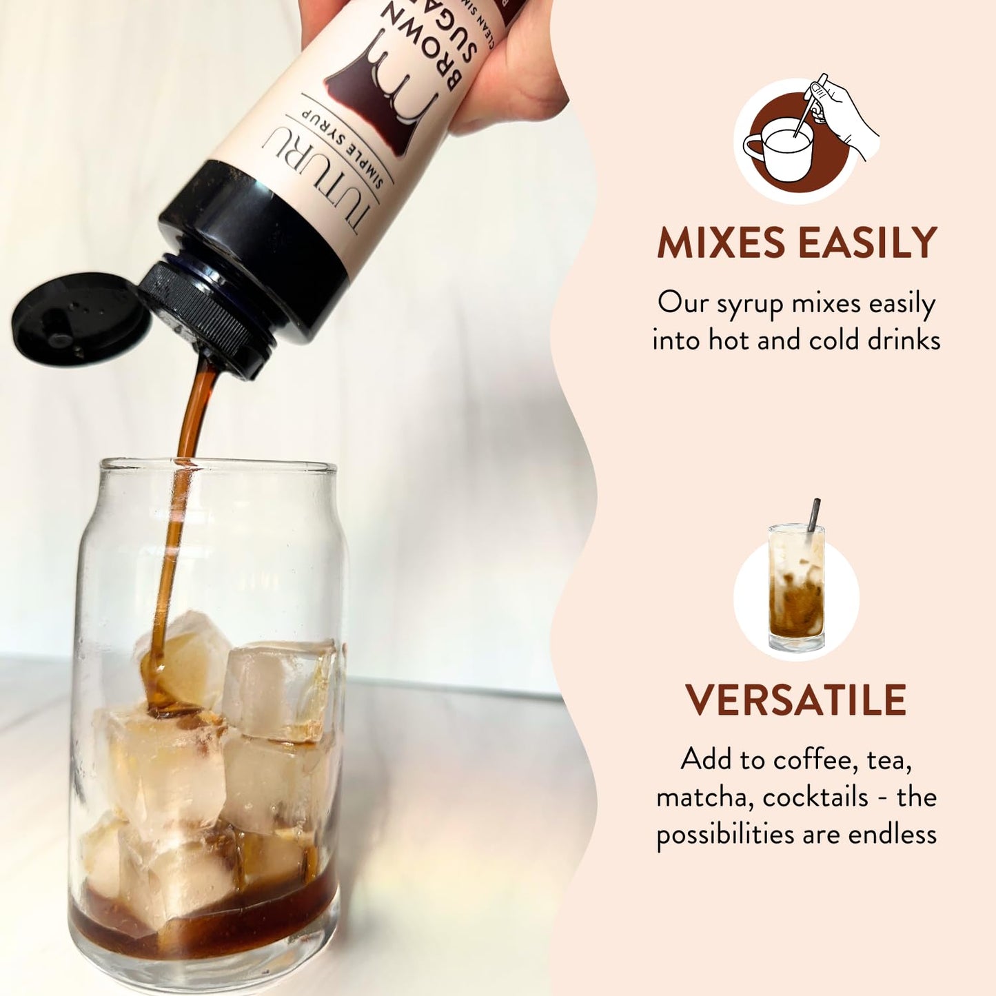 TUTURU Botanical Coffee Brown Sugar Agave Simple Syrup - Sweetened with Raw Agave Nectar, 13.5 Fl Oz