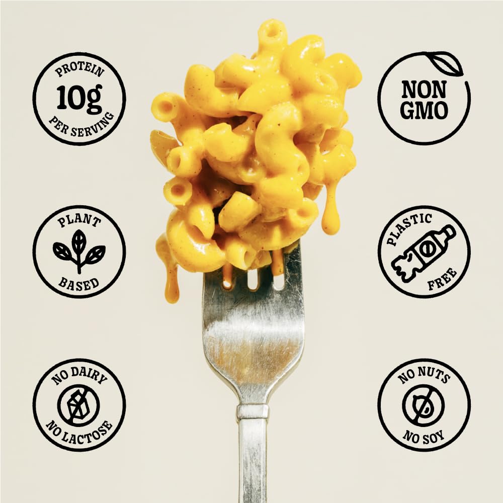 GrownAs Vegan Mac & Cheese - Dairy-Free, High Protein Snack, 4 Pack, 25g Protein per Pack