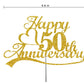 50Th Anniversary Cake Topper Gold Glitter, 50 Wedding Anniversary Party Decoration Ideas, Premium Quality, Sturdy Doubled Sided