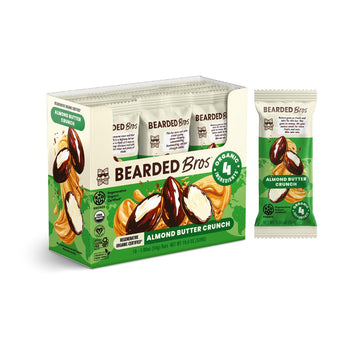 Bearded Brothers Organic Vegan Protein Energy Bars, Almond Butter Crunch, Gluten Free, Paleo, 10 Pack