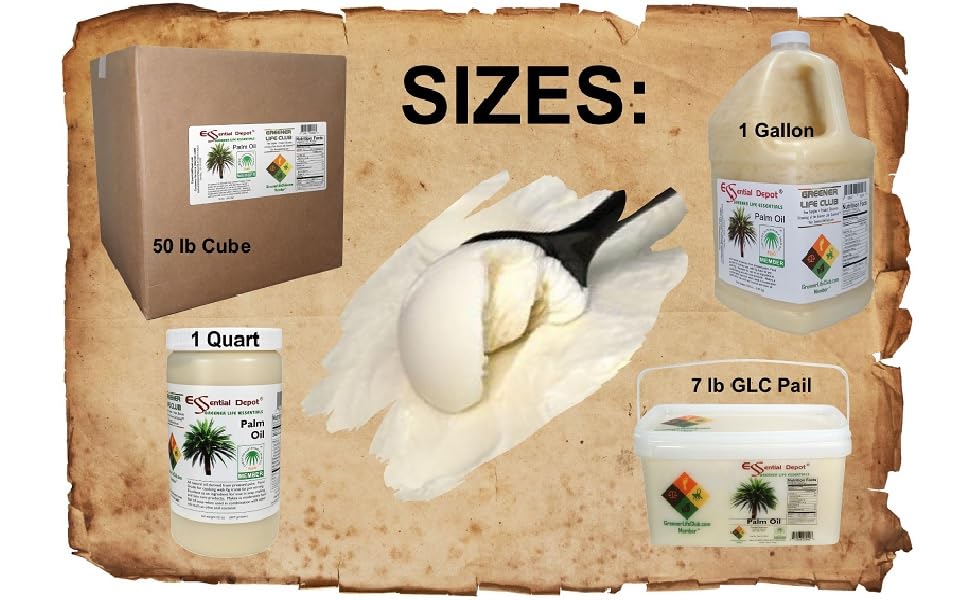 Essential Depot Palm Oil - RSPO Certified, Sustainable, Food Grade - 1 Gallon - White to Pale Yellow - Model PALM-GALLON