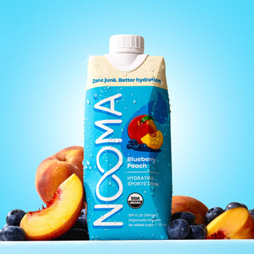 NOOMA Organic Electrolyte Sports Drink with Coconut Water, 30 Calories, Pack of 12 (16.9oz), Blueberry Peach Flavor