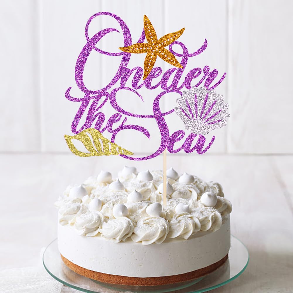 Qertesl Oneder the Sea Cake Topper, Cardboard, Baby 1st Birthday Decor, Sea Themed Party Decoration