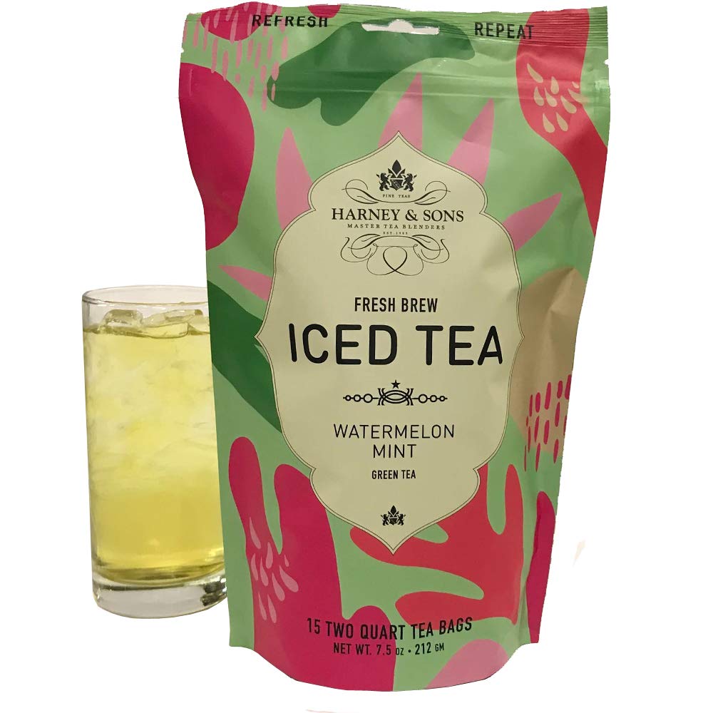 Harney & Sons Fresh Brew Iced Tea Two Qt Tea Bags  Watermelon Mint  15 Count