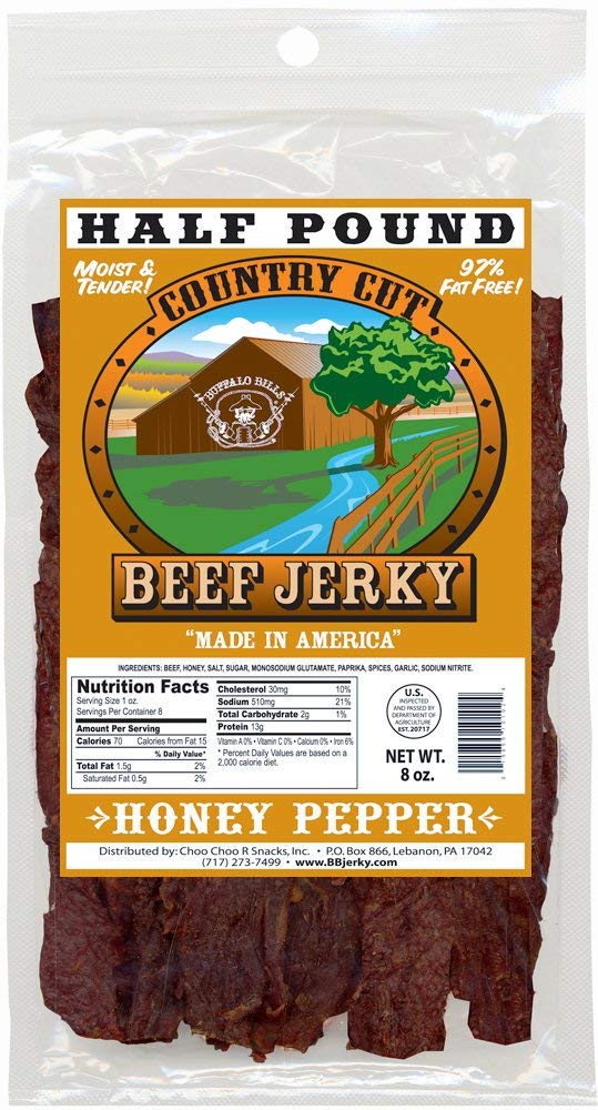 Buffalo Bills 8Oz Honey Pepper Country Cut Beef Jerky Pack (Made W/Natural Honey & Black Pepper)