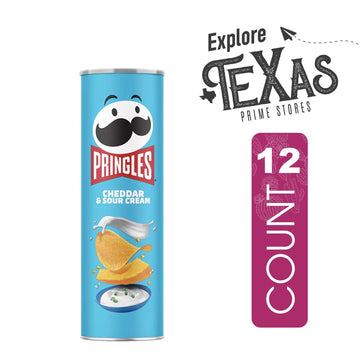 Pringles 12- Count Of Cheddar Sour Cream Potato Crisps Chips, On-The-Go Lunch Snack 5.5 Oz Can + 1 Freebie By Unique Outlet
