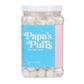 PAPAS PUFFS Cotton Candy Flavored Sugar Candy - Fat-Free, Gluten-Free, 1.68 lb, White, Individually Wrapped in Resealable Tub