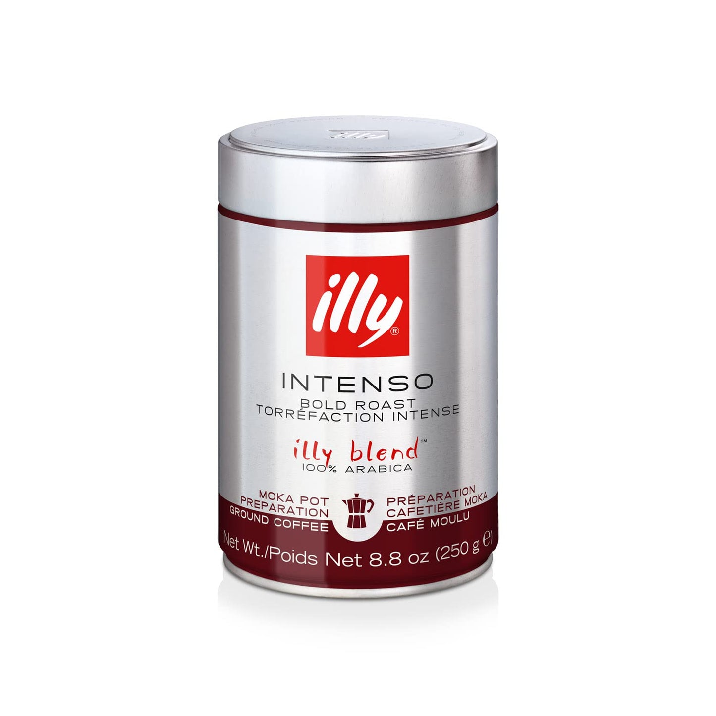 illy Ground Coffee Moka - 100% Arabica Flavored Coffee Ground - Rich Aromatic Coffee Grounds Profile - Intenso Dark Roast - Warm