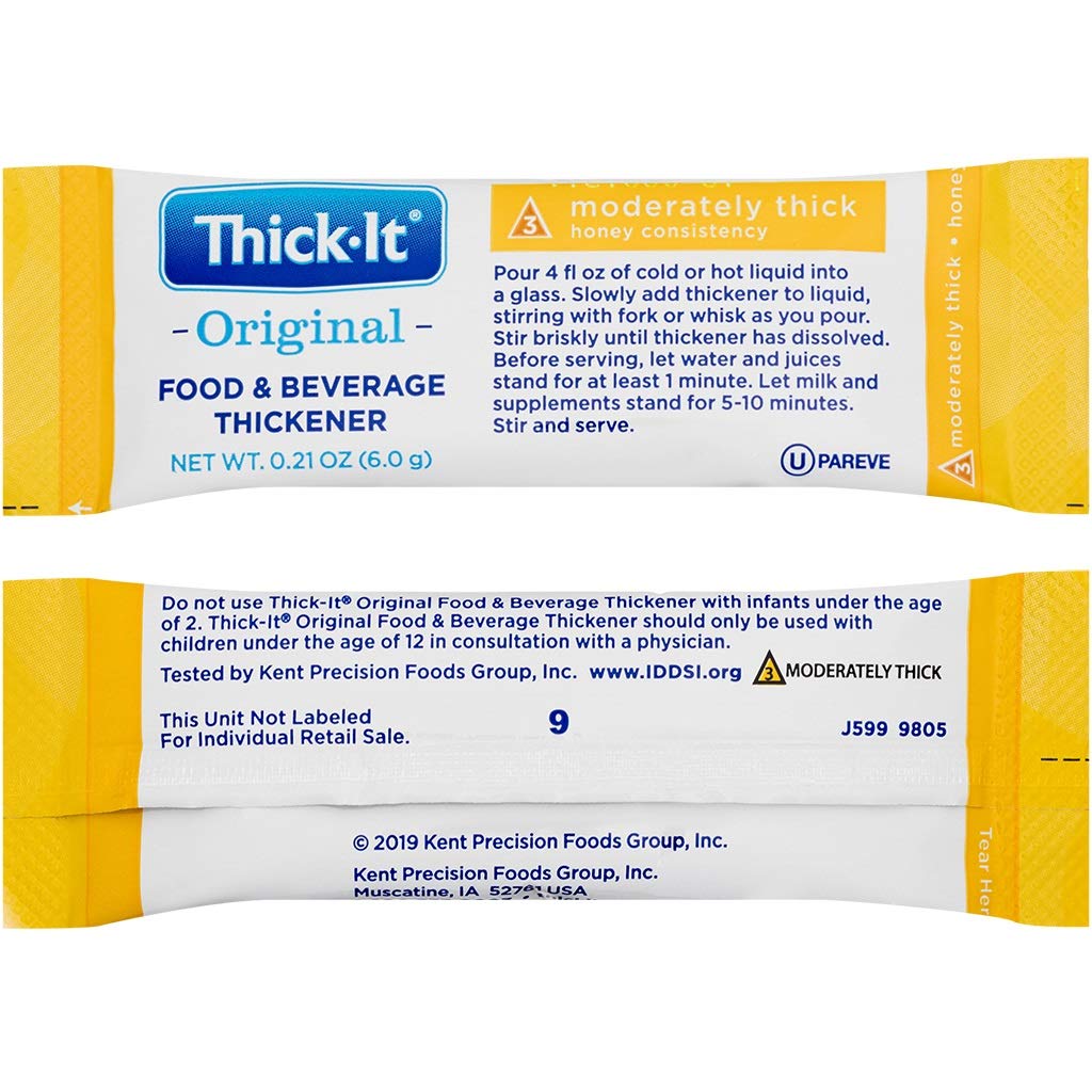 Thick-It Original Food & Beverage Moderately Thick Single-Serve Packets for Dysphagia (IDDSI), Honey Consistency, Digestible Swa