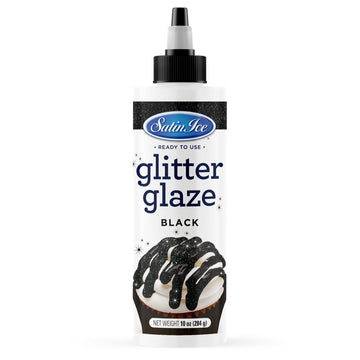 Satin Ice Black Glitter Glaze - 10oz Bottle - Black Color