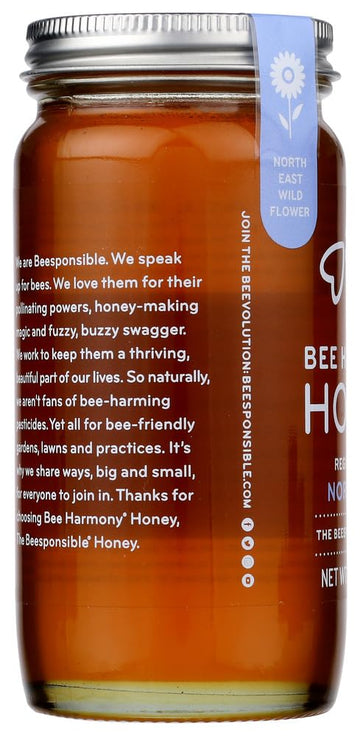 Bee Harmony, Honey, Raw, Regionl N East, Pack Of 6, Size 12 Oz - No Artificial Ingredients Kosher