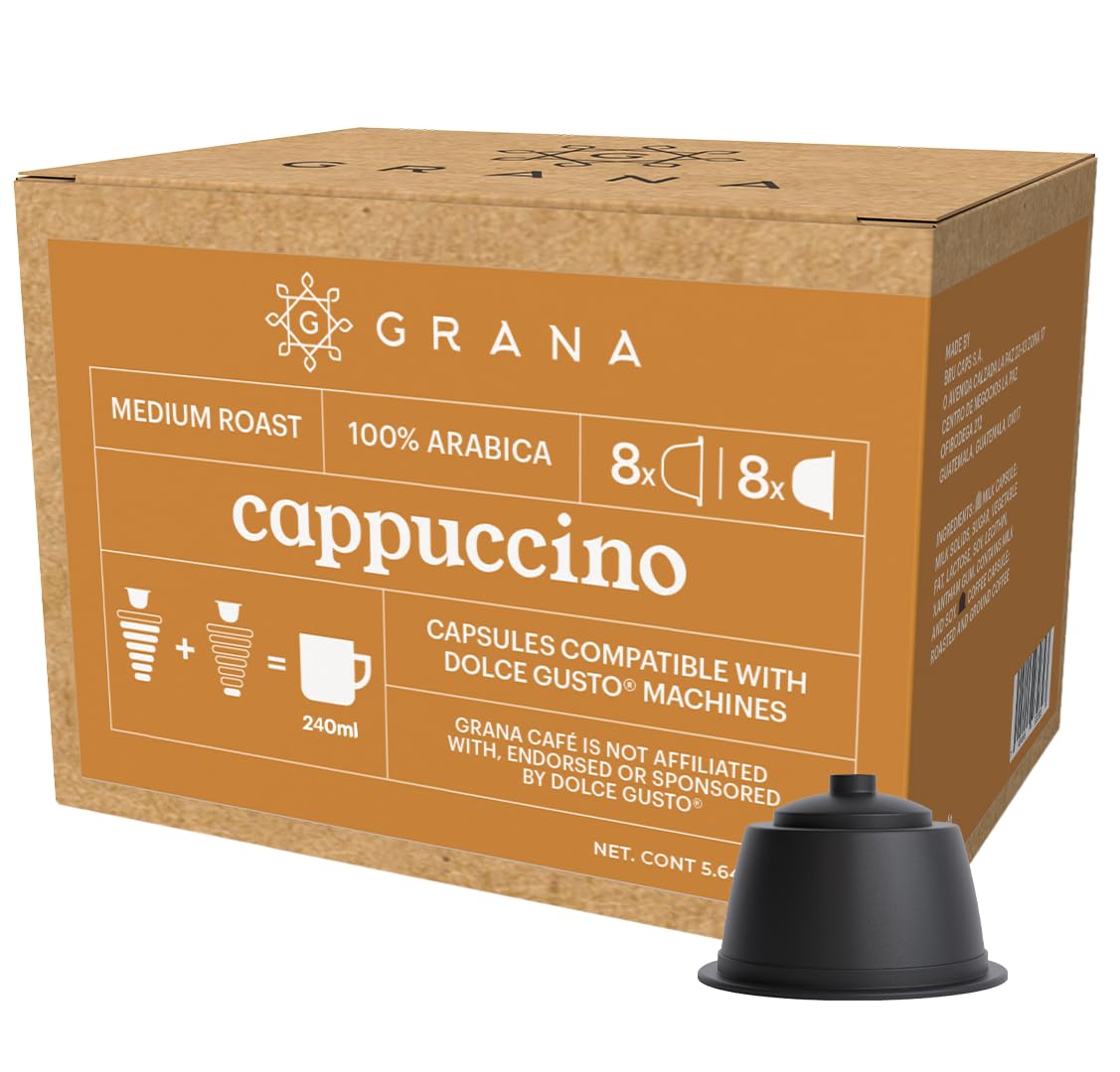G Grana Cappuccino Coffee Pods - 100% Arabica - 16 Count Compatible with Nescafe Dolce Gusto