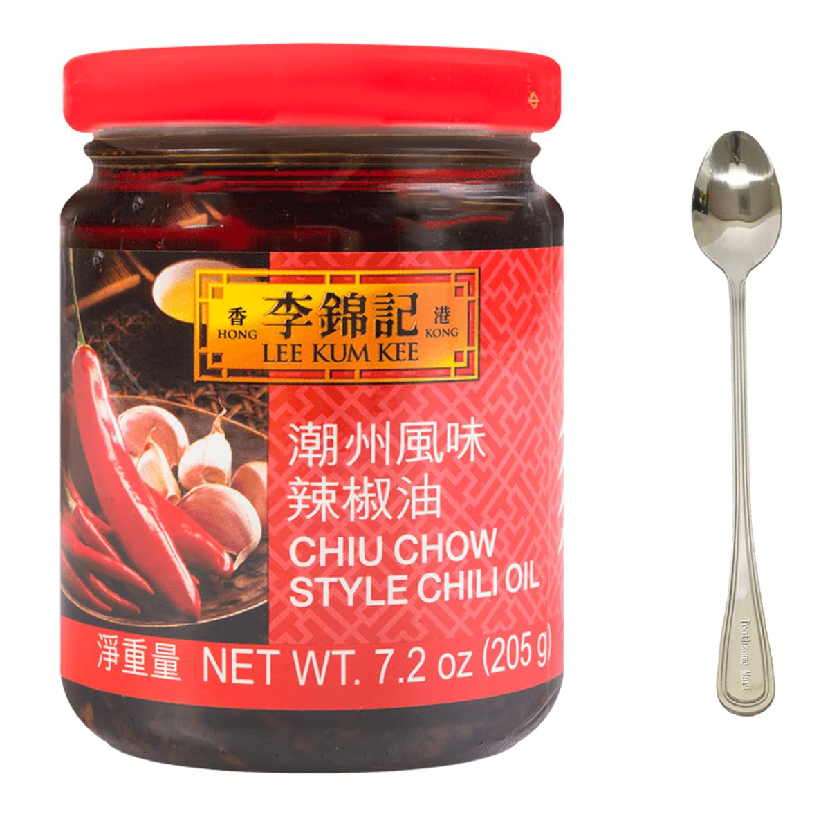 Chiu Chow Chili Oil 205g/7.2oz,Comes with 1 free spoon (pack of 1, 7.2oz)