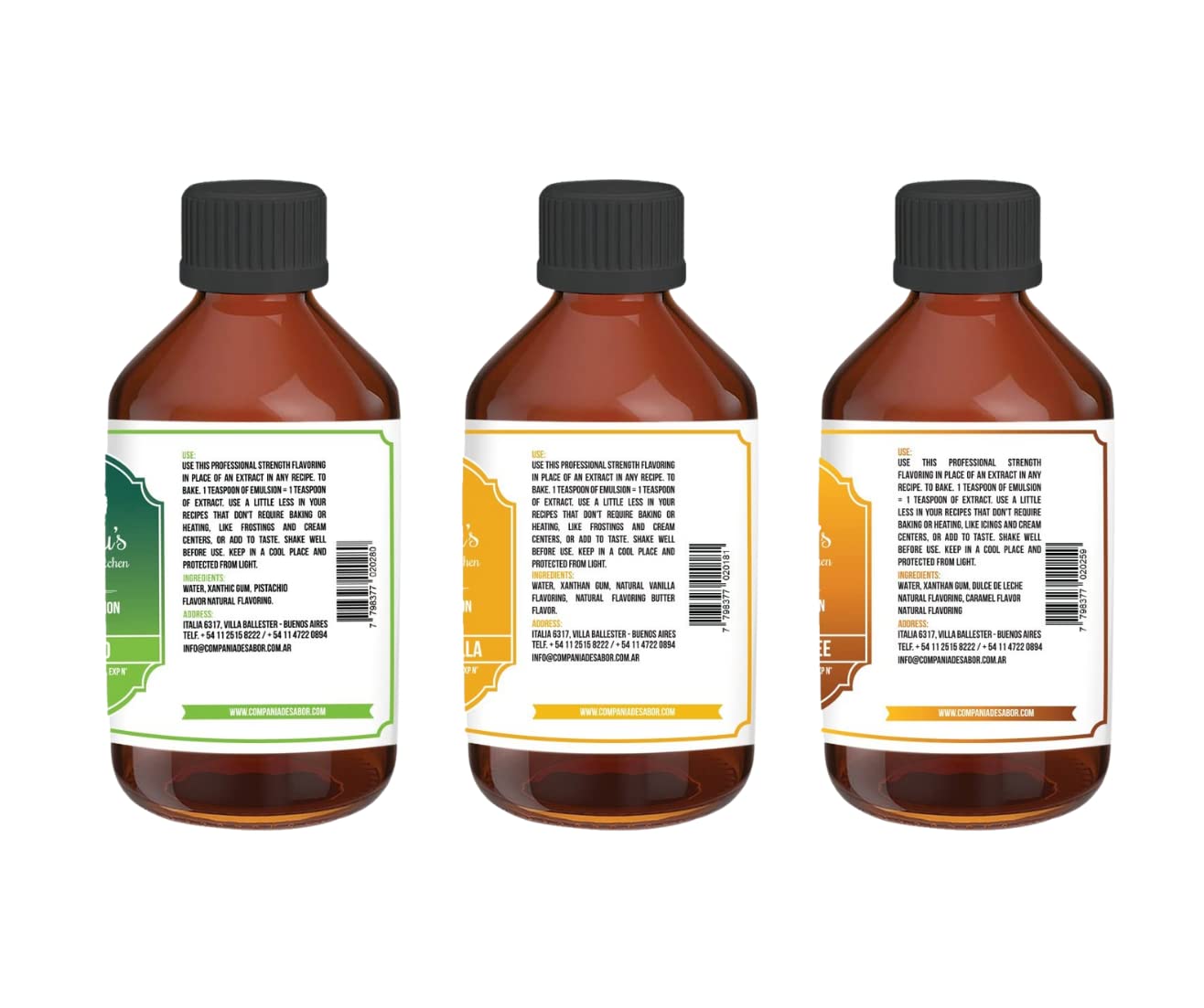 GUSTEAU’S Bakery Emulsion Combo Pack - Pistachio, Butter Vanilla, Prince Toffee, 3 Pack (4 oz each),    Free, Sugar Free, Kosher