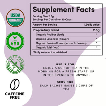 Autoimmunitea - Aip Stress Relief, Bedtime Blend For Restful Sleep, Calming Tea For Stress, Lavender, Tulsi, Passion Flower Orga