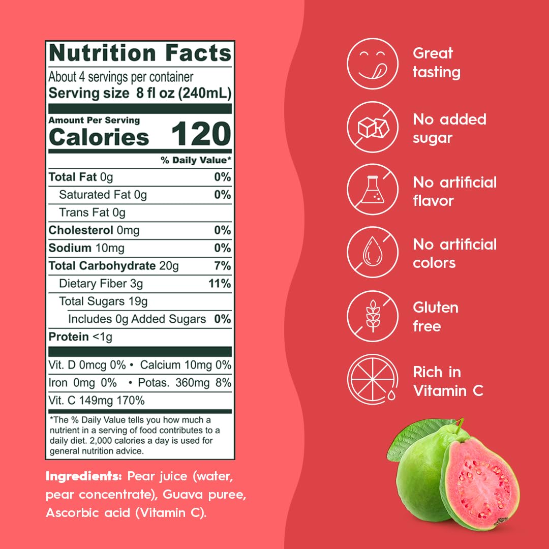 Ceres 100% All Natural Pure Fruit Juice Blend, Guava - Gluten Free, Rich in Vitamin C, No Added Sugar or Preservatives, Choleste