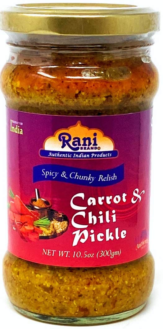 Rani Carrot & Chilli Pickle Hot (Achar, Spicy Indian Relish) 10.5oz (300g) Glass Jar ~ Vegan | Gluten Free | NON-GMO | No Colors