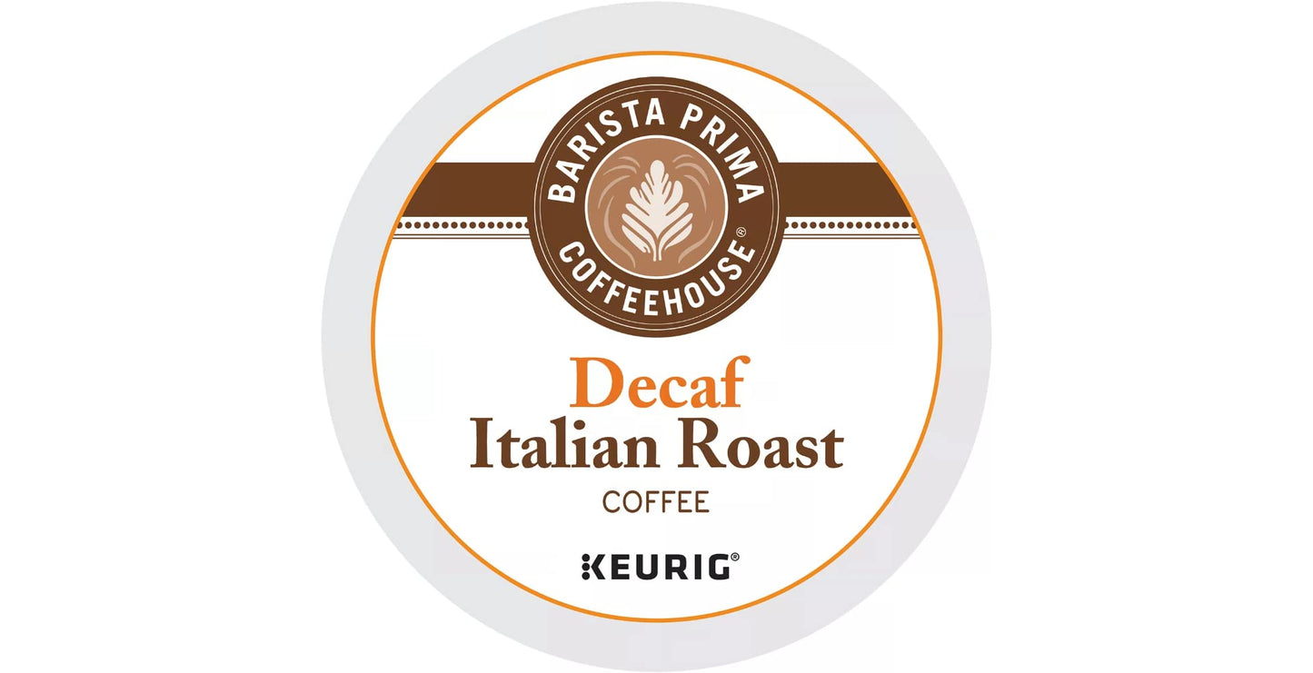 Barista Prima Dark Roast Decaf K-Cup Coffee Pods, 24 Count (Pack of 4), Compatible with Keurig Brewers